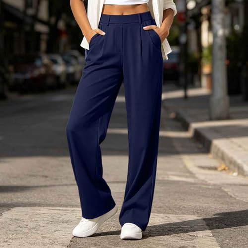 Womens Straight Wide Leg Dress Pants High Waisted Business Casual Trousers - image 7