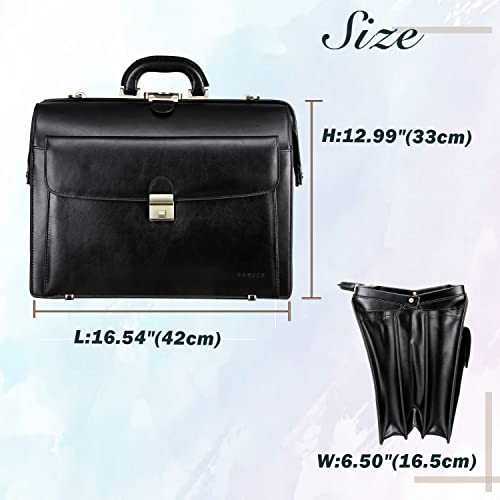 Banuce Leather Briefcase For Men With Lock Lawyer Attorney Litigator Bag 15.6 Laptop Attache Case Hard Doctor Style Bag Black #TOP5