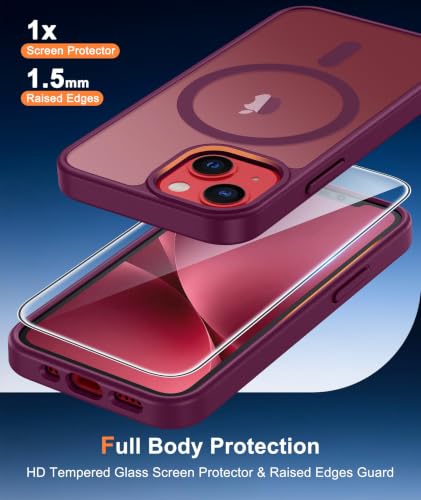 Image of FNTCASE for iPhone 13 mini /12 mini Case Red: Magnetic Translucent Matte