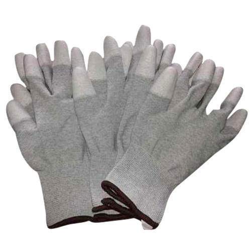 SES Supreme Carbon Fibre Esd Anti-Static PU Fingertip Coated Top Fit Non-Slip Wearable Gloves (Multicolour, Medium) -3 Pair