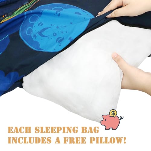 Kids Sleeping Bag, Dinosaur Sleeping Bags for Kids, Slumber Bag with Removable Pillow for Kids Boys Girls, Boys Sleeping Bags for Travel Naps and Sleepovers,63" x 30" by hallo bunny - Image 3