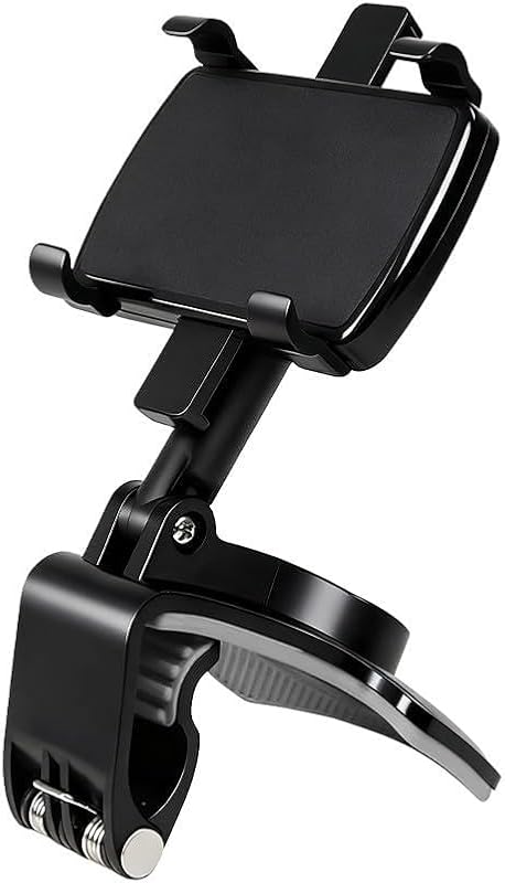 Universal Car Phone Holder Mount, 360 Degrees Rotation, ABS (1PC) | Adjustable Auto Dashboard Phone Holder, Clip On Rearview Mirror Cell Phone Stand for 3 to 7 inch Smartphones