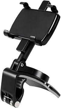 Universal Car Phone Holder Mount, 360 Degrees Rotation ABS Car Dashboard Clip Mount, Multifunctional Vehicle Interior Rearview Mirror Cell Phone Stand for 3 to 7 inch Smartphones 1PC