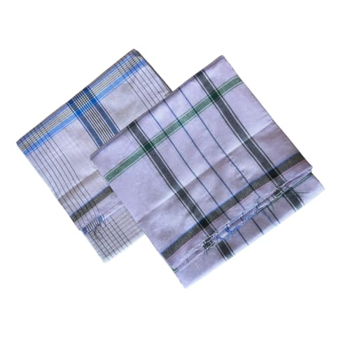 Image of Men's Cotton Lungi white (Multi-Coloured,) Pack of 2
