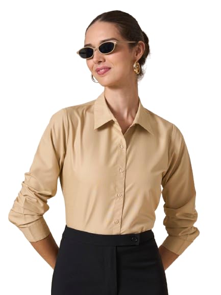 Image of Style Quotient Women Solid Polycotton Regular Formal Shirt