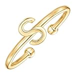 PAVOI 14K Gold Plated Initial Letter Adjustable Ring for Women - Thin Initial Band - Dainty Fashion Jewelry Gifts