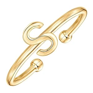 PAVOI 14K Gold Plated Initial Letter Adjustable Ring for Women – Thin Initial Band – Dainty Fashion Jewelry Gifts