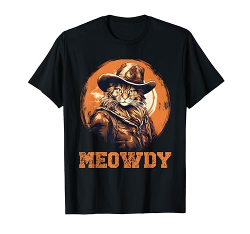 Divertente gatto miao ciao mashup mewody cappello da cowboy Maglietta