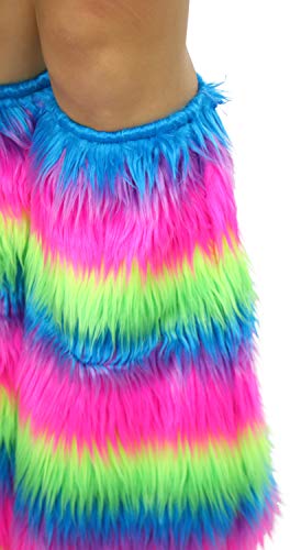 Image of ToBeInStyle Women's Faux Vibrant Fur Retro Daring 60' Inspired Ravewear Knee High Leg Warmers
