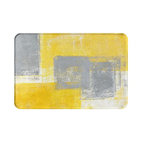 Alfombras abstractas grises y amarillas para puerta de casa, alfombras antideslizantes de entrada, felpudos de 40 x 60 cm Cover