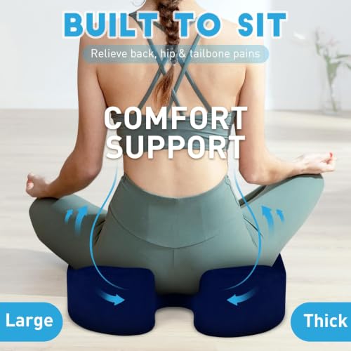 Image of BlissTrends Thick Seat Cushion for Office Chair & Car Seat, XL, Blue