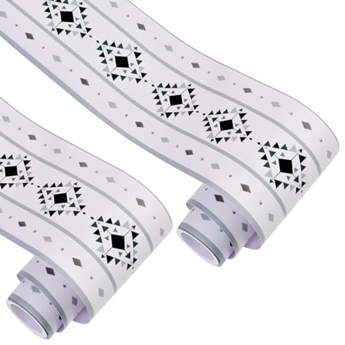 KMDZDZGS Self-Adhesive Wallpaper baseboards, PVC Wallpaper Borders, 12CM X 10M, Waterproof Tile Waistline Sticker, Baseboard Decorative Wallpaper for Kitchen Living Room Bathroom (2, H)