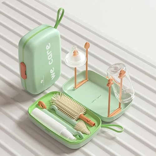 Image of StarAndDaisy Baby Bottle Cleaning Brush with Silicone Bristle Brush for Bottle & Nipple | 360 with Stand, Long Handle, Easy to Clean Narrow & Wide Neck Bottles with Corners -Assorted