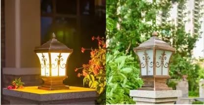 Image of Generic Antique Aluminium Outdoor Gate Light for Main Gate and Pillar Rust-Proof Waterproof Exterior Post Lamp for Brass Finish, (Bulb Not Included) Pack of 4