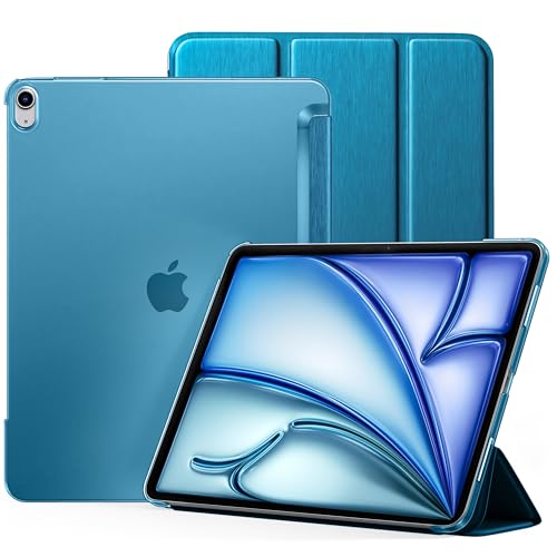 Coque iPad Air 13 pouces Mastten fine avec dos rigide bleu paon