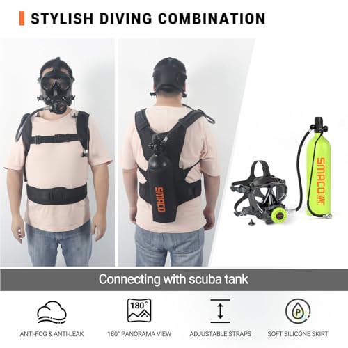 SMACO S700 Plus Mini Tanque de Buceo 1.9L con Máscara de Snorkel de Cara Completa Kit miniatura 2