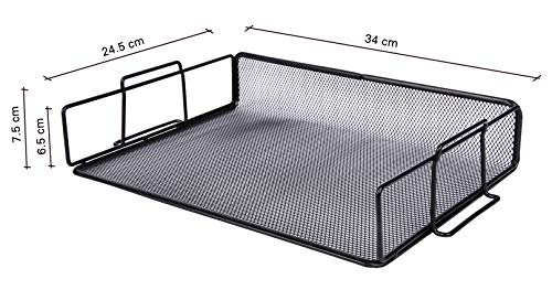 Exerz Wire Mesh Paper Sorter 4 Pieces Tier/Desk Multifunctional Organizer/File Holder Letter Tray Stackable for Office, School, Study, 2-in-1 Drawer, Space Saver Black