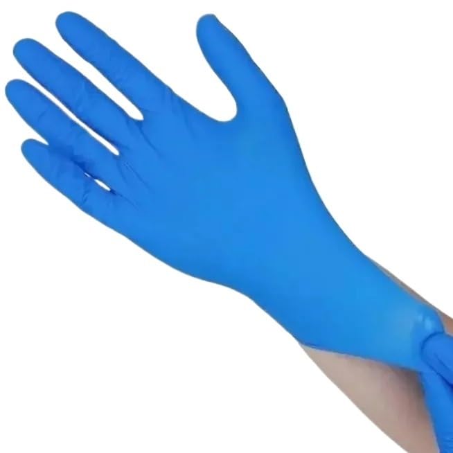 20/100 pezzi Guanti monouso in nitrile blu 4mil Cucina Non sterili Pulizia domestica Tatuaggio Senza lattice(Blue 100PCS,S)