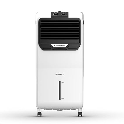 Crompton Jedi PAC Personal Air Cooler- 35L, with Everlast Pump, 4-Way Air Deflection and Honeycomb pads, White & Black,ACGC-JEDIPAC35