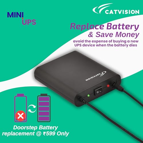Image of Catvision Mini UPS for Wi-Fi Routers I 12V-2A I Battery Backup Upto 4.5 Hours (Lab Tested) | Surge & Discharge Protection I 12 Months Warranty | Replaceable Battery | BIS Approved