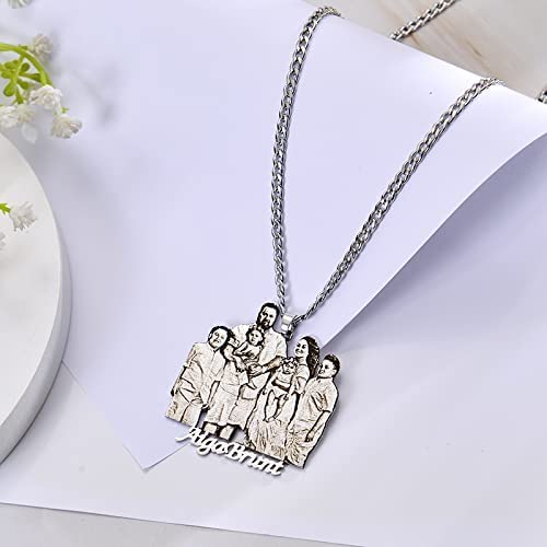 Personalized People Dog Cat Picture Necklaces Custom Photo Necklace Pendant Chain Customized Handmade For Women Girls Boys Pet Lover Men,Silver #TOP3