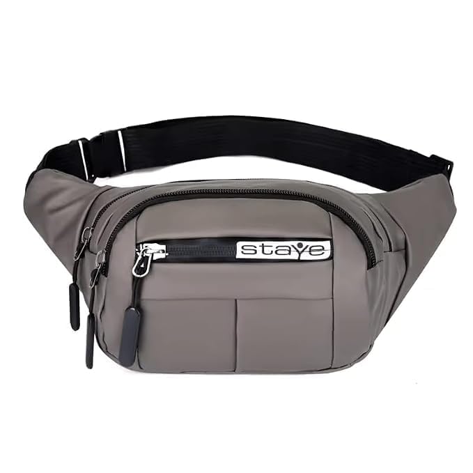 Image of Waist Bag for Man & Woman | Travel Handy Hiking Running Pouch with Zipper | Adjustable Strap Fanny Pack for Documents Money Card Phone Earphone (Dark Gray)
