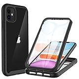 CENHUFO Funda iPhone 11 Antigolpes iPhone 11 Carcasa con Protector de Pantalla Incorporada Anti-rayones [Anti-Amarilleo] 360 Grados Protección Case Bumper Transparente Funda para iPhone 11 - Negro