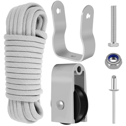 Extension Ladder Pulley Kit 40Ft Telescopic Ladder Rope and Pulley Kit AC30-2 Extension Ladder Rope Replacement Extension Ladder Replacement Rope for Pulley