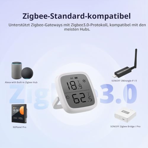 SONOFF SNZB-02D Zigbee Temperatur- und Feuchtigkeitssensor,Zigbee LCD Smart Thermometer Hygrometer,Zigbee Hub Erforderlich… – Ansicht 7