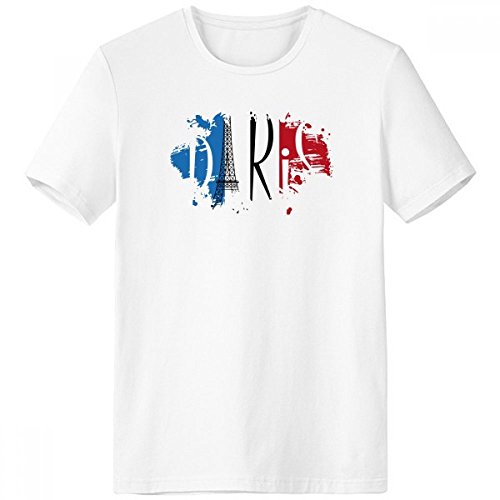 T-shirt anti frottement Tour Eiffel France blanc respirant pour homme actif