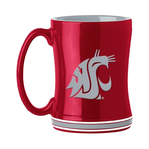 Image of Logo Brands NCAA Washington State Cougars 14 oz Relief Coffee Mug - Officially Licensed Mug, Sculpted 3D Logo and Team Colors - Comfortable Handle and Glossy Finish for College Sports Fans