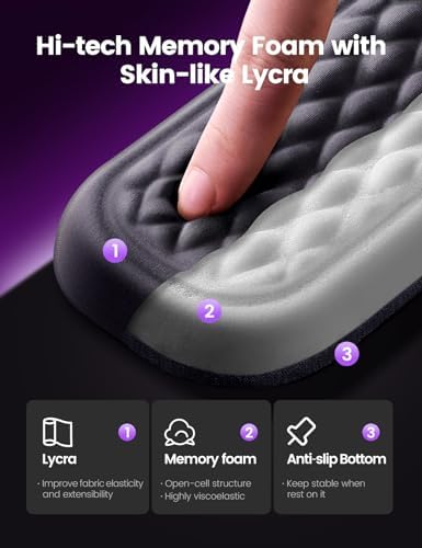 Vaydeer Wrist Rest for Keyboard and Mouse, Computer Ergonomic Wrist Support Pad, Soft Memory Foam Arm Cushion for Desk, Palm Hand Office Laptop Typing - 3