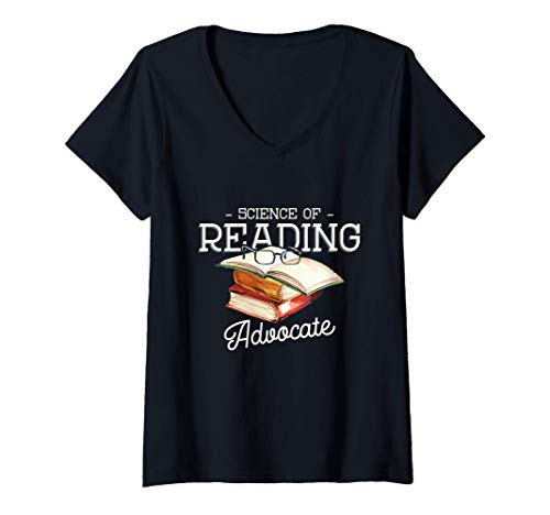 Mujer Science Of Reading Advocate Books Literature Book Reader Camiseta Cuello V