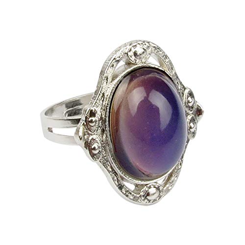 Fliyeong Bague de Changement de Couleur Vintage Ovale Emotion Sensation Bague de réglage de la température Bague de Couleur pour Femme Cover