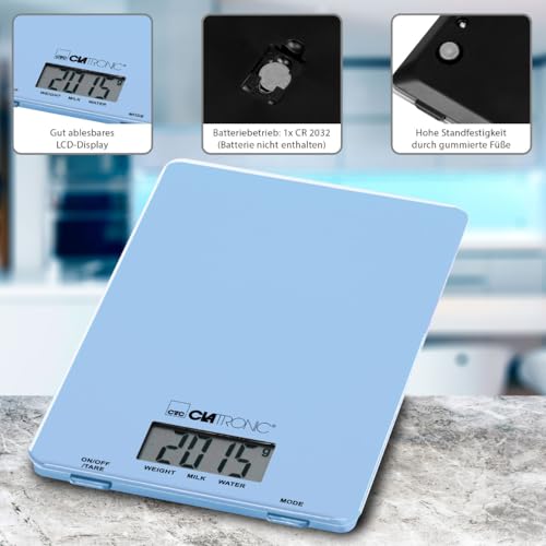 Báscula de cocina Clatronic KW 3626 verde menta de plástico y cristal con tara 3