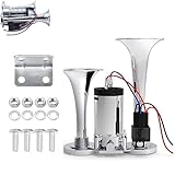 600db Dual-Tone Metal Car Horn, Electric Air Horn Kit with Upgraded Air Compressor, Super Loud Air Horn for Cars, Suvs, Motorcycles, Tractors (Silver)