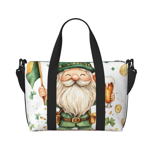Travel Duffle Bag Watercolor Gnome Gold Coin Weekender Overnight Bags Luggage Bag for Women Men Waterproof Sports Gym Bag Hand Bag with Shoulder Strap