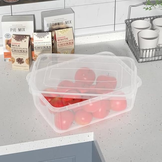Yuright 14 Quart Clear Plastic Storage Bin, Latching Box Container with Lid, 4 Packs