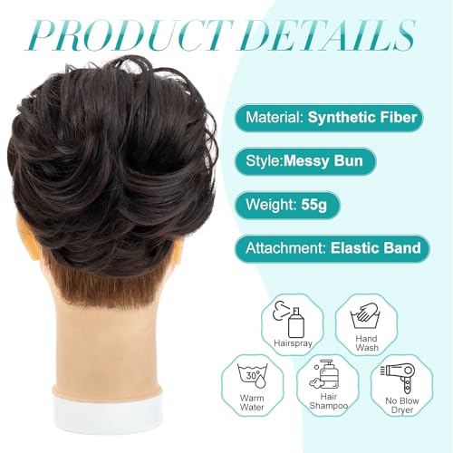 S-Noilite Messy Buns Hair Pieces Curly Hair Scrunchies for Women Donut Updo Hair Chignons Synthetic Ponytail Bun Extensions - Image 2
