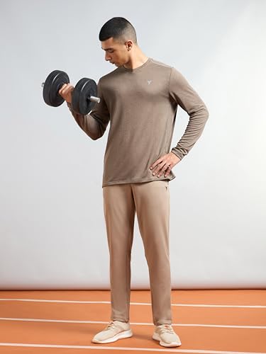 Image of TECHNOSPORT Men's Slim Fit Full Sleeve Round Neck T-Shirt, Double Cool Quick Dry Moisture Wicking Stretchable Sports Gym and Casual Wear