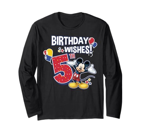 T-shirt Mickey Mouse Disney 5 ans manches longues idée cadeau anniversaire garçon fille