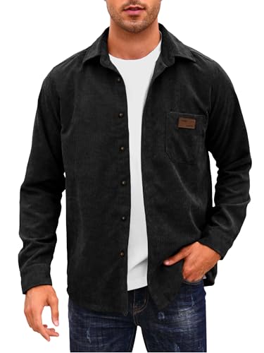 Image of Comdecevis Men's Corduroy Shirt Long Sleeve Shacket