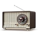YOWGUIF AM FM Radio Classic Retro Wood Table Radio Bluetooth Speakers Radios Plug-in Wall with Rotary Knob Great for Home, Office