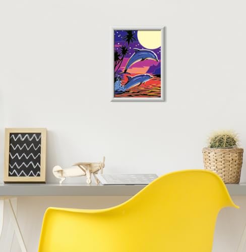 Ravensburger CreArt Kids 13x18 cm Numéro d'art Dauphins Joueurs dès Kit de Peinture par numéros avec Peinture phosphorescente 25746 - vue 4