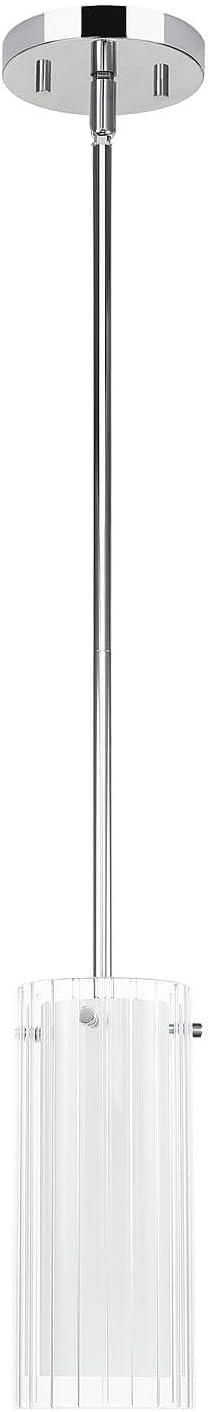 XiNBEi Lighting Glass Pendant Light, Modern Single Hanging Pendant Lighting Chrome Finish Kitchen Island Light for Bar Dining Room XB-P482-1-CH
