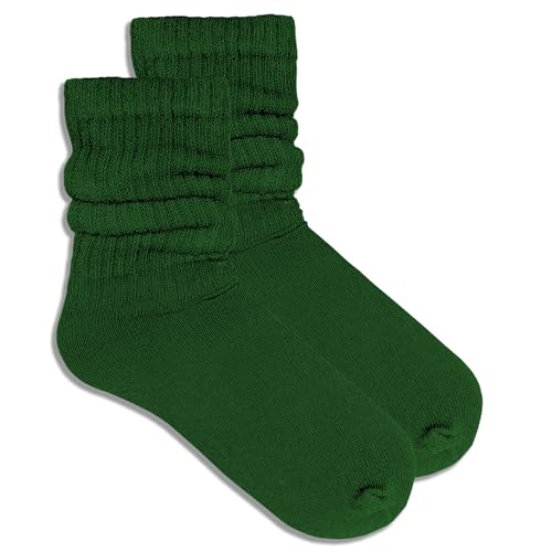 Image of COUVER Womens Scrunched Slouch Socks Soft Cotton Breathable Retro Crew or Knee High, Multiple Colors