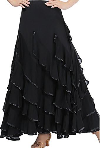 Women's Elegant Ballroom Spanish Standard Waltz Party Swing Long Dance Skirt