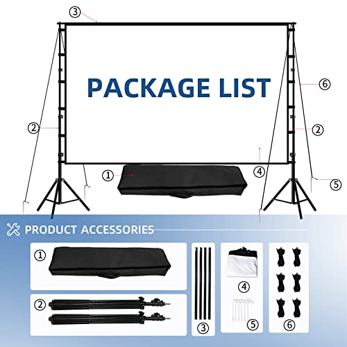 Projector Screen And Stand,Towond 120 Inch Outdoor Projection Screen, Portable 16:9 4K Hd Rear Front Movie Screen With Carry Bag Wrinkle-Free Design For Home Theater Backyard Cinema #TOP6