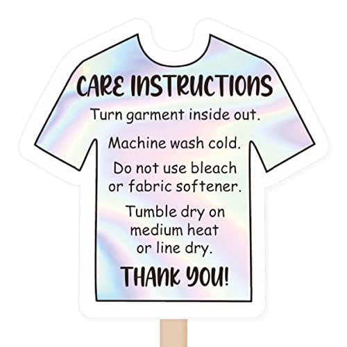 WUZYOU Tshirt Care Washing Instructions Stickers Labels, Online Retailers T-Shirt Shop Small Business Accessories Sticker, Dtf T Shirt Guide Labels, Clothing Store 1.39" L X 1.32" H 400 Pcs Sticker