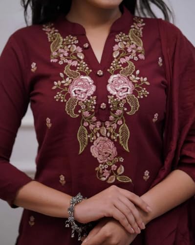 Image of piludi Embroidered Designer Kurta Set for Women | Kurta Pant with Dupatta | Lightweight, Soft and Comfortable Outfit Designed for a Clean and Modern Everyday Look